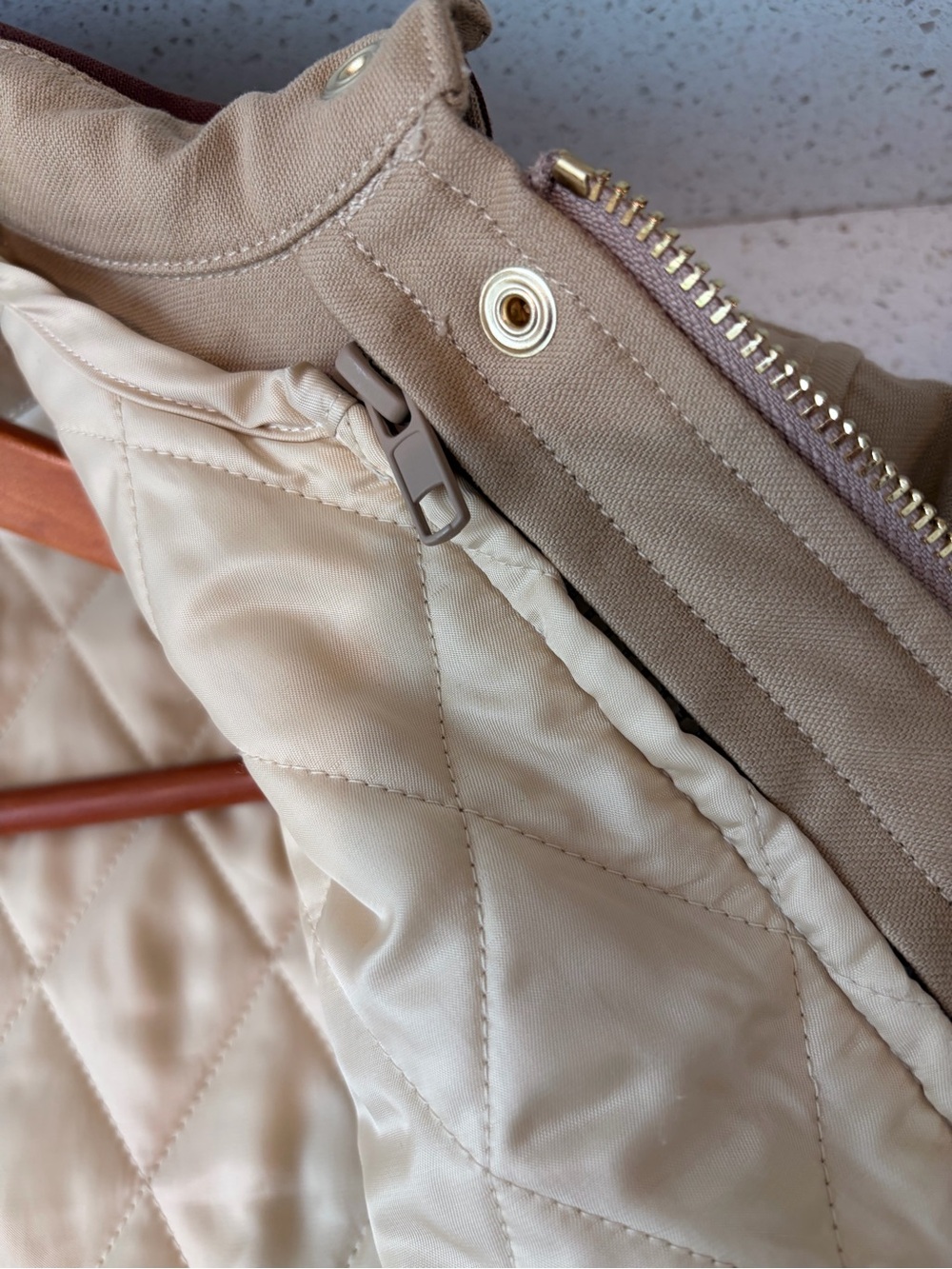 Rag & Bone Women's Tan Cotton Blend Work Jacket with Brown Collar - Picture 6 of 7